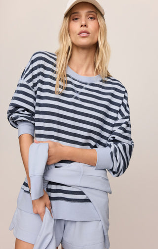 Z Supply Tops - Sweatshirt The Everyday Striped Crew Long Sleeve Top  Eclipse