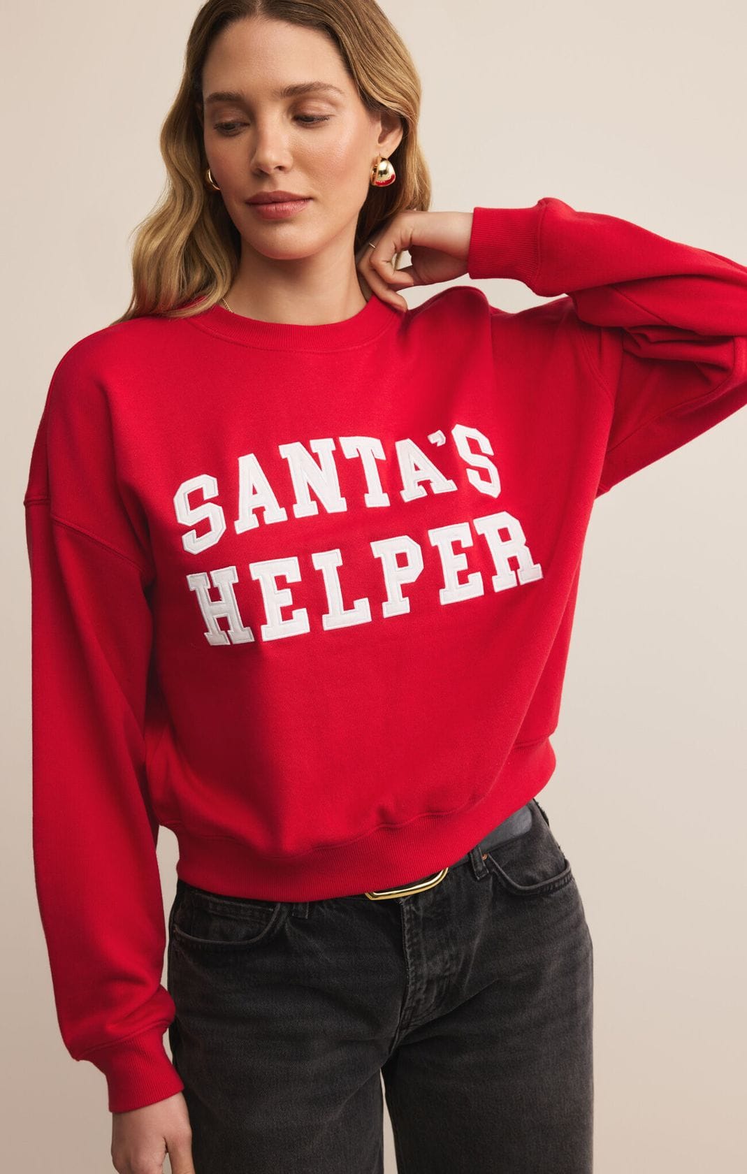 Z Supply Tops - Sweatshirt Xsm Sale Santa's Helper Holiday Sweatshirt Festive Red