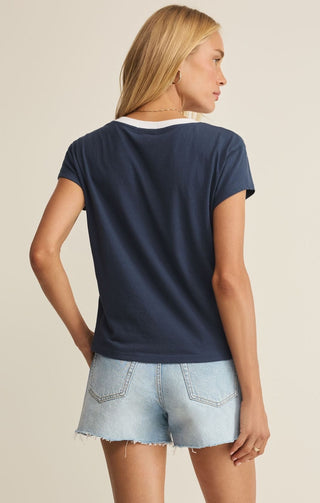 Z Supply Tops - T-Shirts Modern Colorblocked V-Neck Tee Twilight Blue
