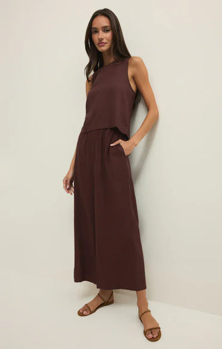 Z Supply Tops - Tank Top Sloane Linen Top Chocolate Cherry