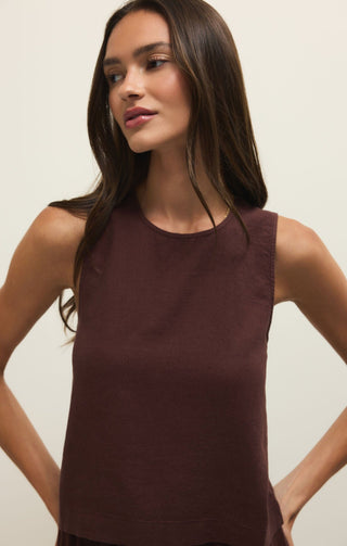 Z Supply Tops - Tank Top Sloane Linen Top Chocolate Cherry