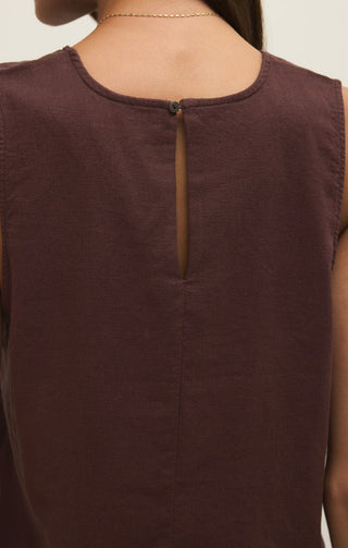 Z Supply Tops - Tank Top Sloane Linen Top Chocolate Cherry