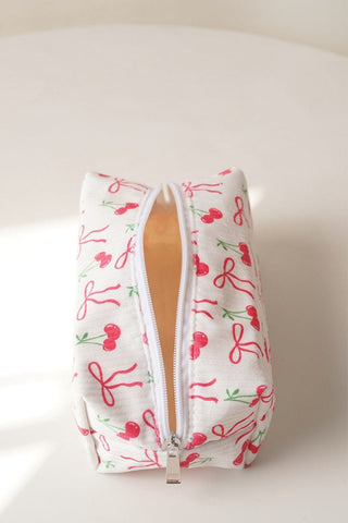 Zenana Home - Travel Bowknot Cherry Cosmetic Makeup Pouch Bag