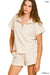 Zenana Sets Scuba High Neck Half Zip Top & Shorts Set Heather Vanilla