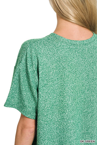 Zenana Sets Soft Mélange Short Sleeve Tee & Shorts Set Dark Green