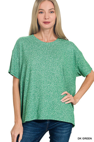 Zenana Sets Soft Mélange Short Sleeve Tee & Shorts Set Dark Green