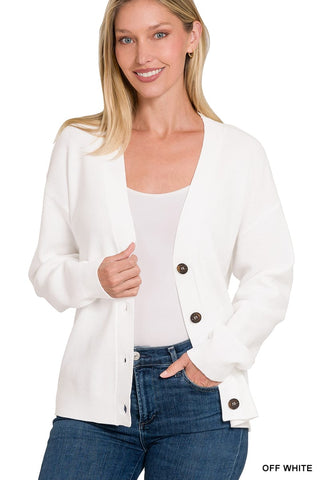 Zenana Tops - Outerwear - Cardigans Viscose Sweater Cardigan Off White
