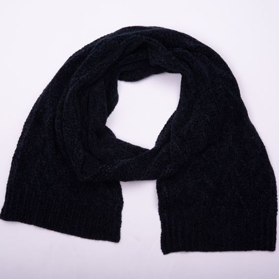 Chenille Scarf and Hat Set Black