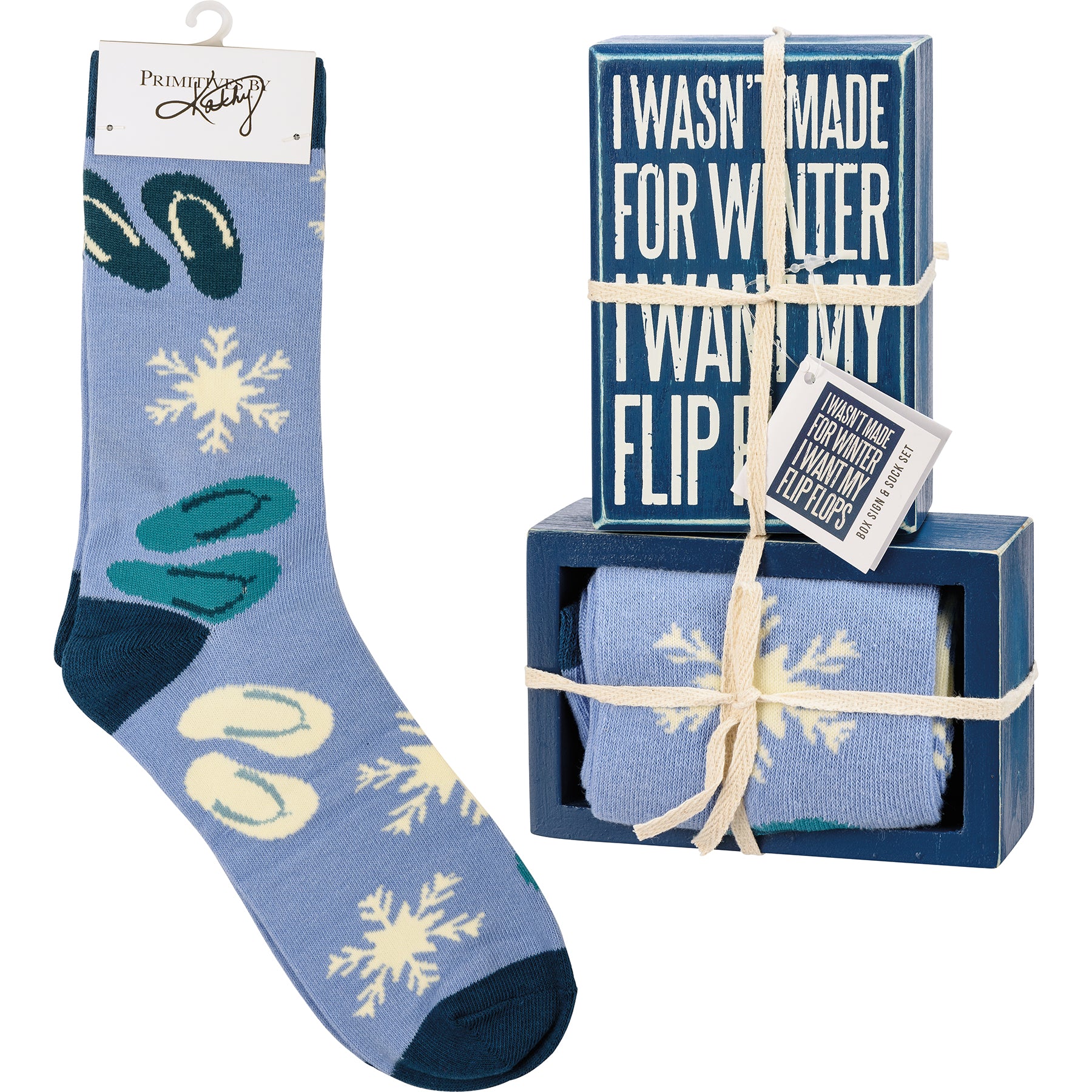 Sale Box Sign & Sock Set Flip Flops