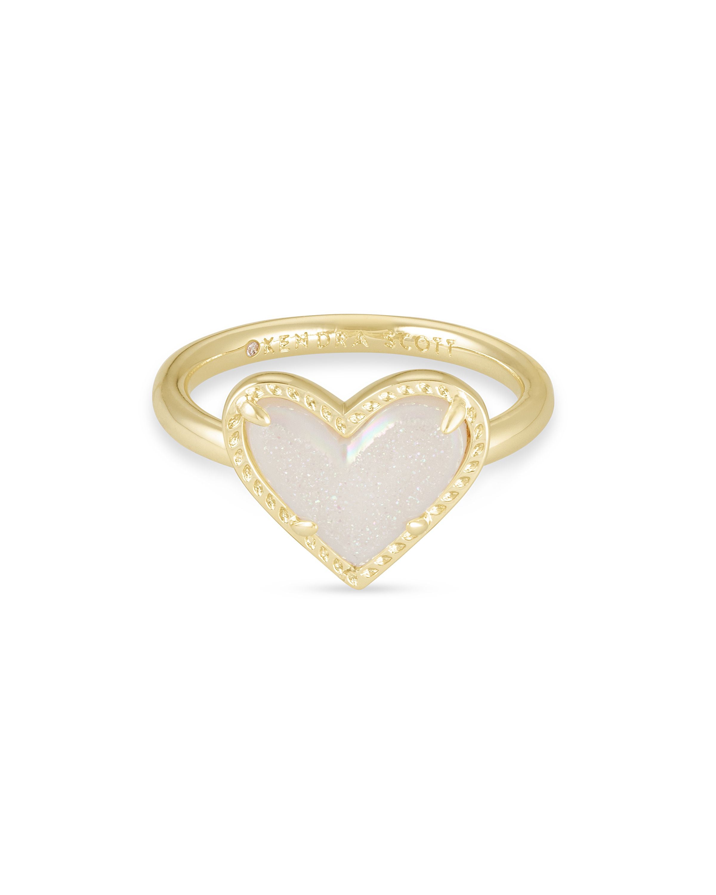 Ari Heart Band Ring - Iridescent Drusy