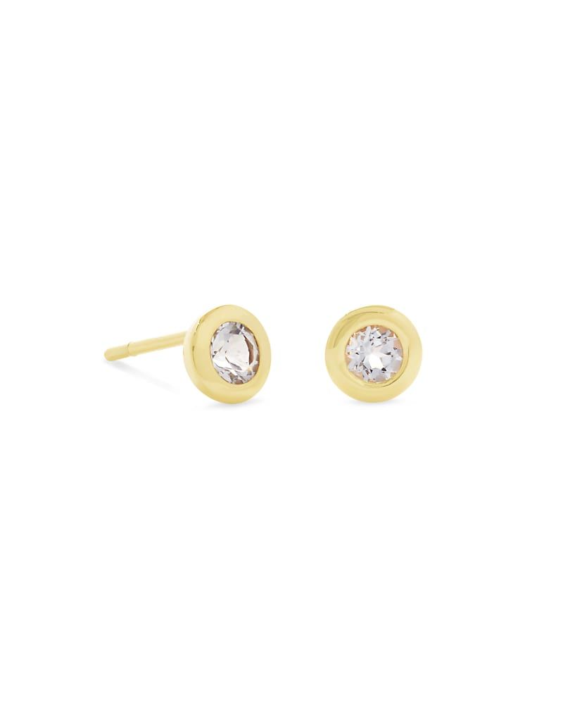 Sale Aliyah White Topaz Stud Earring in 18K Gold Vermeil