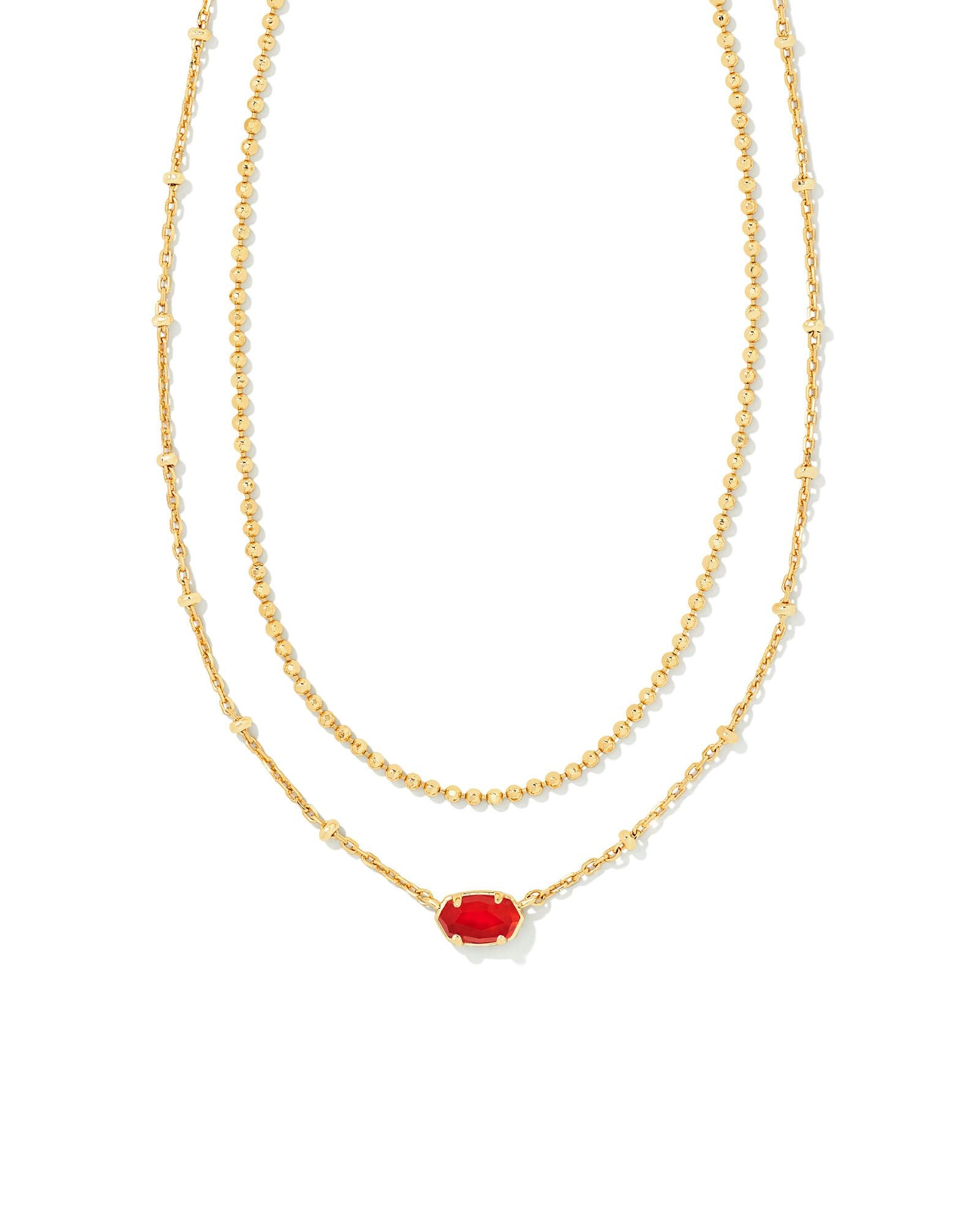 Emilie Multi Strand Necklace Red Illusion