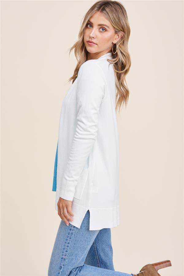 Sale Open Front Long Sleeve Cardigan Off White