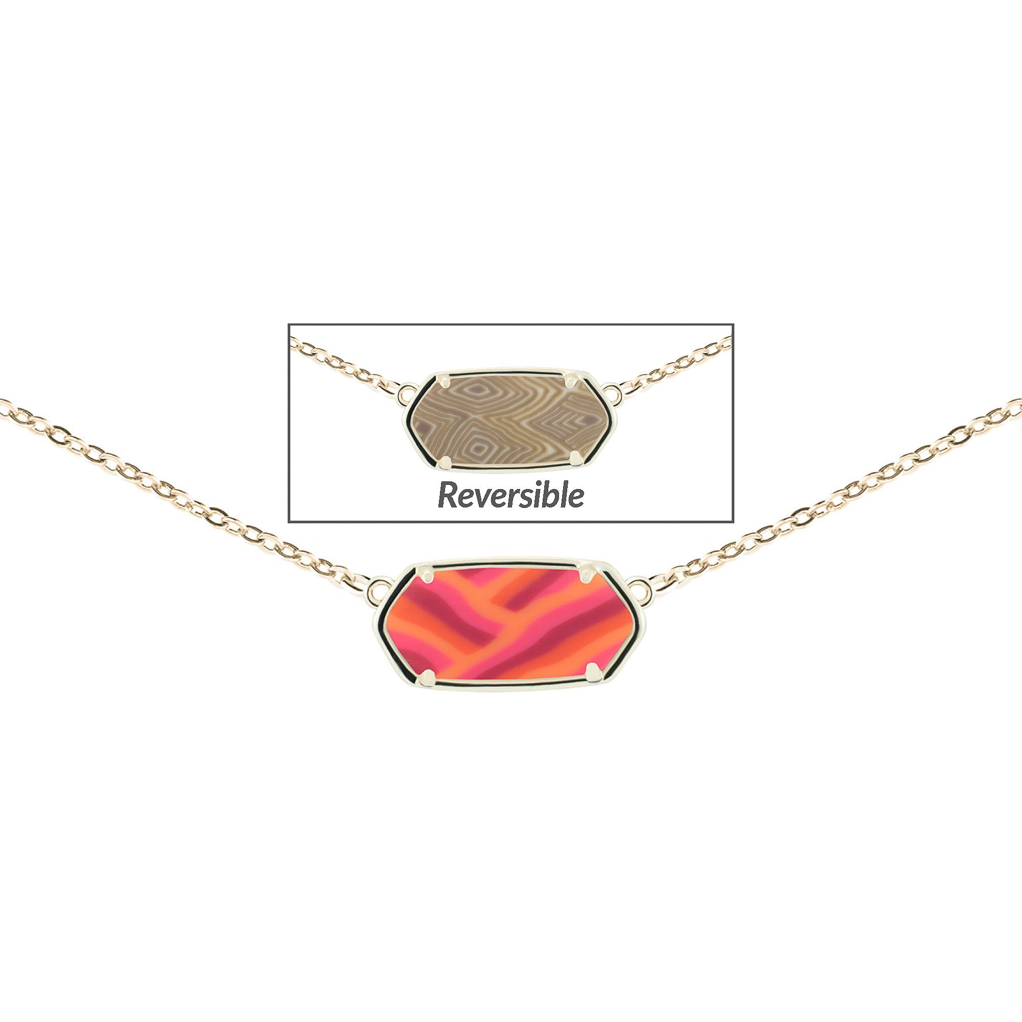 Reversible Hexagon Necklace - Coral Crush