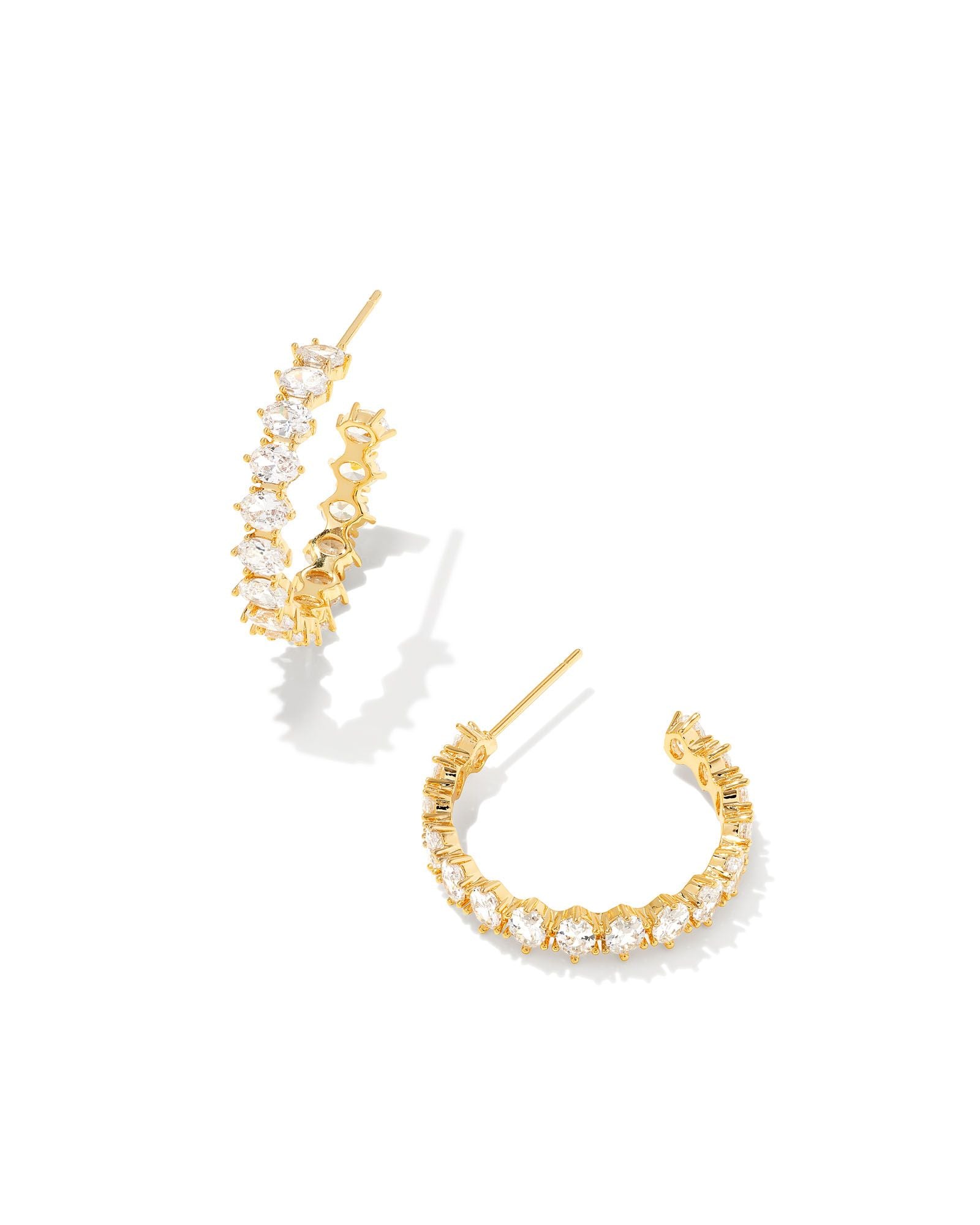 Cailin White Crystal Hoop Earrings Gold or Silver
