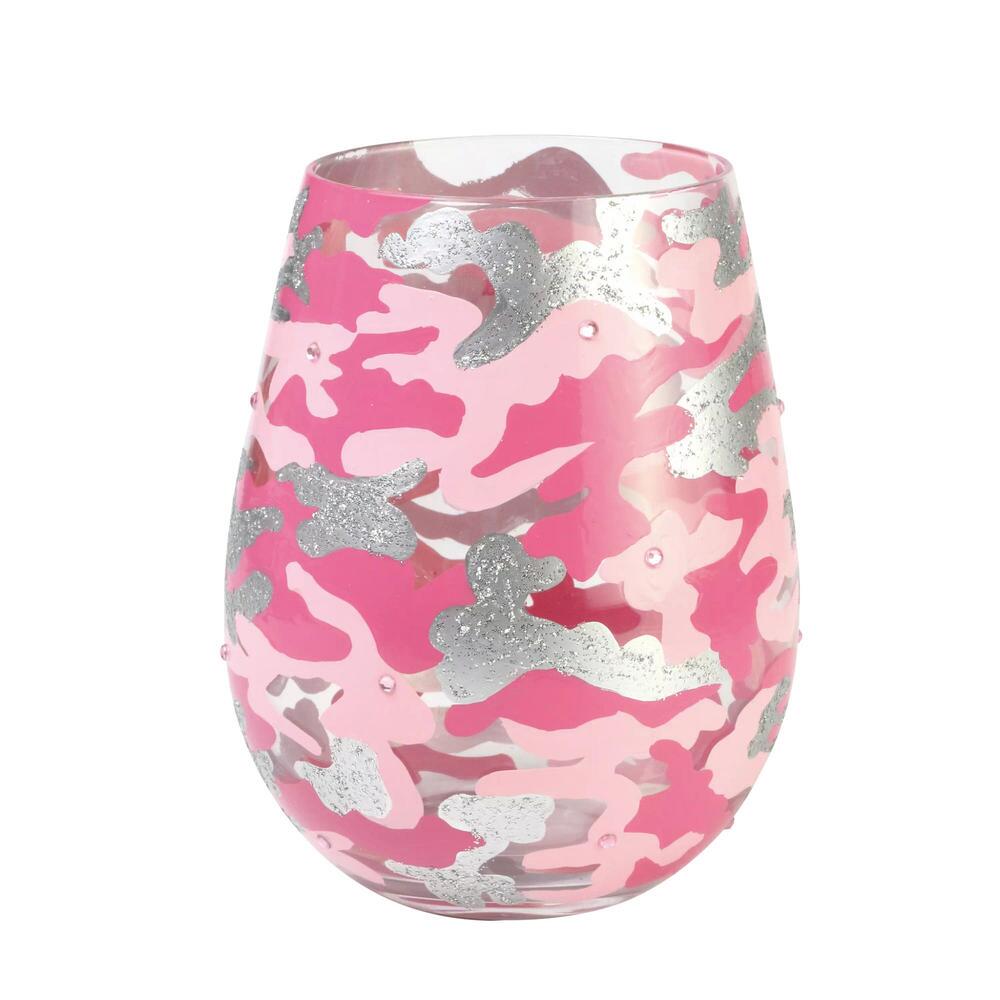 Final Sale Lolita Stemless Wine Glass Pink Camo