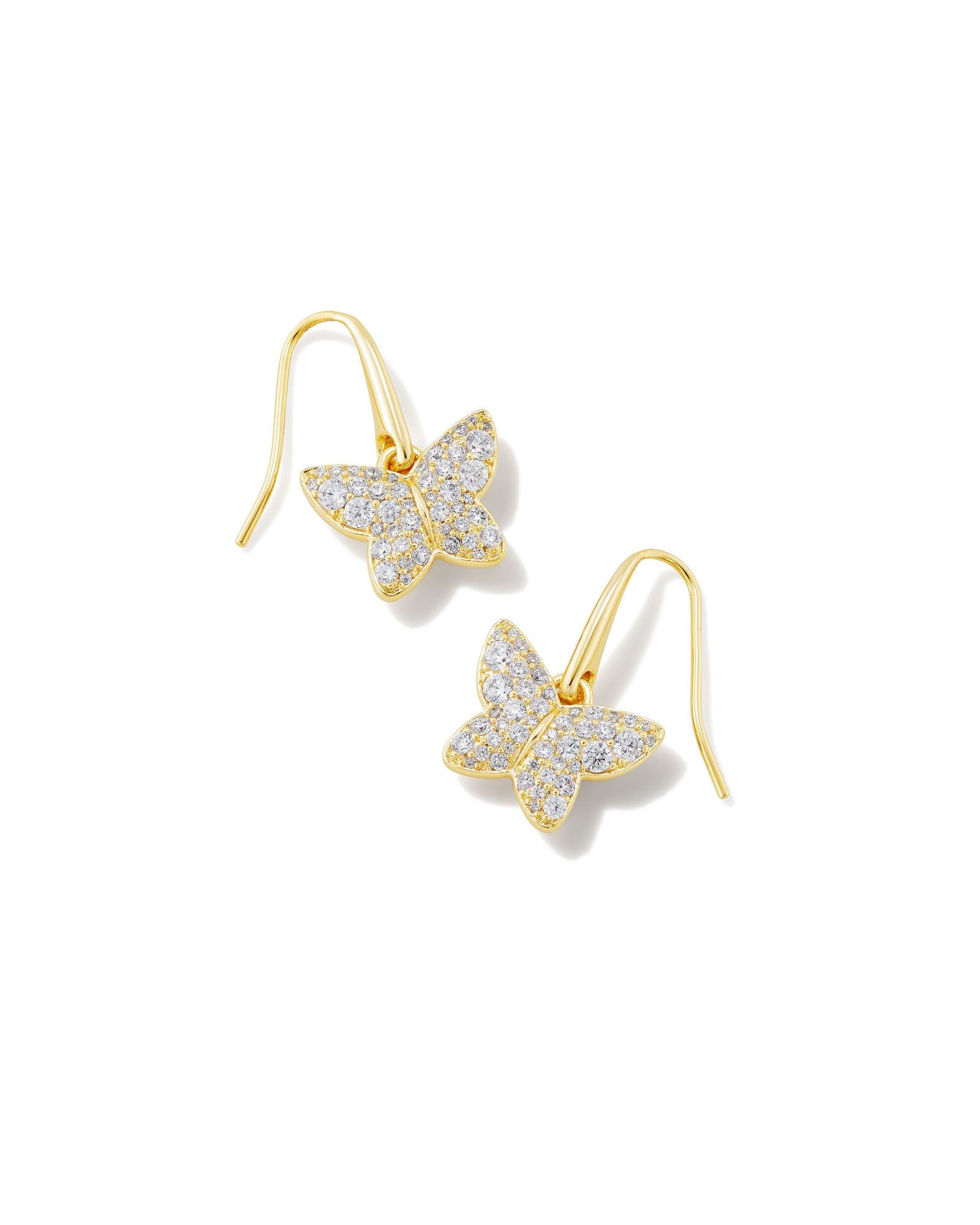 Lillia Crystal Butterfly Drop Earrings White