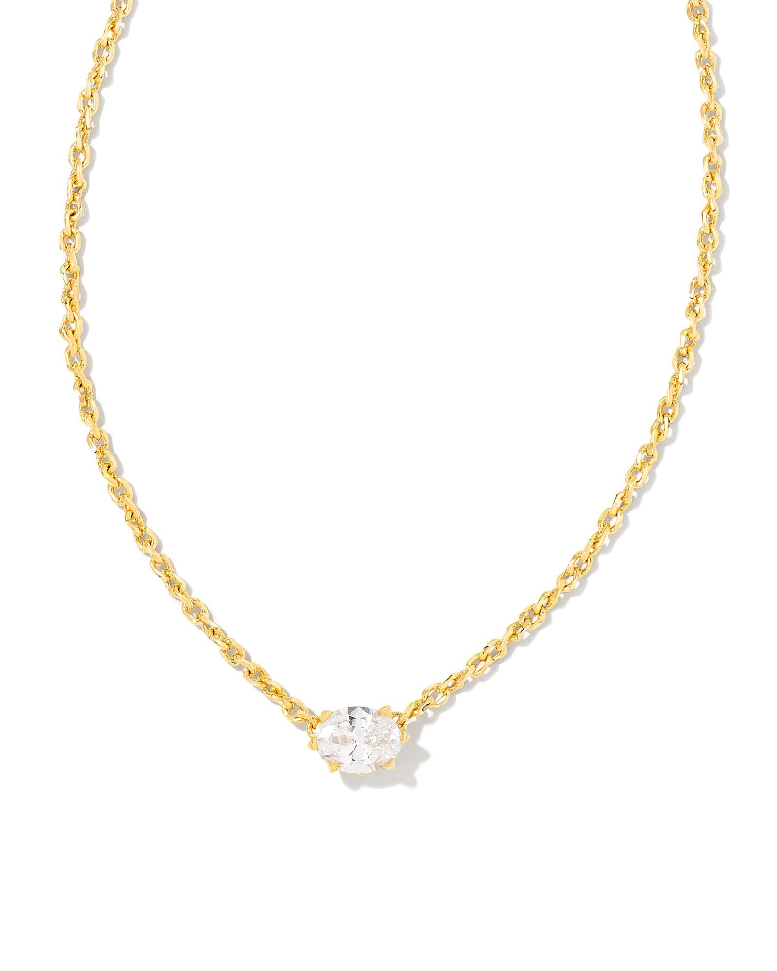 Cailin White Crystal Pendant Necklace Gold or Silver