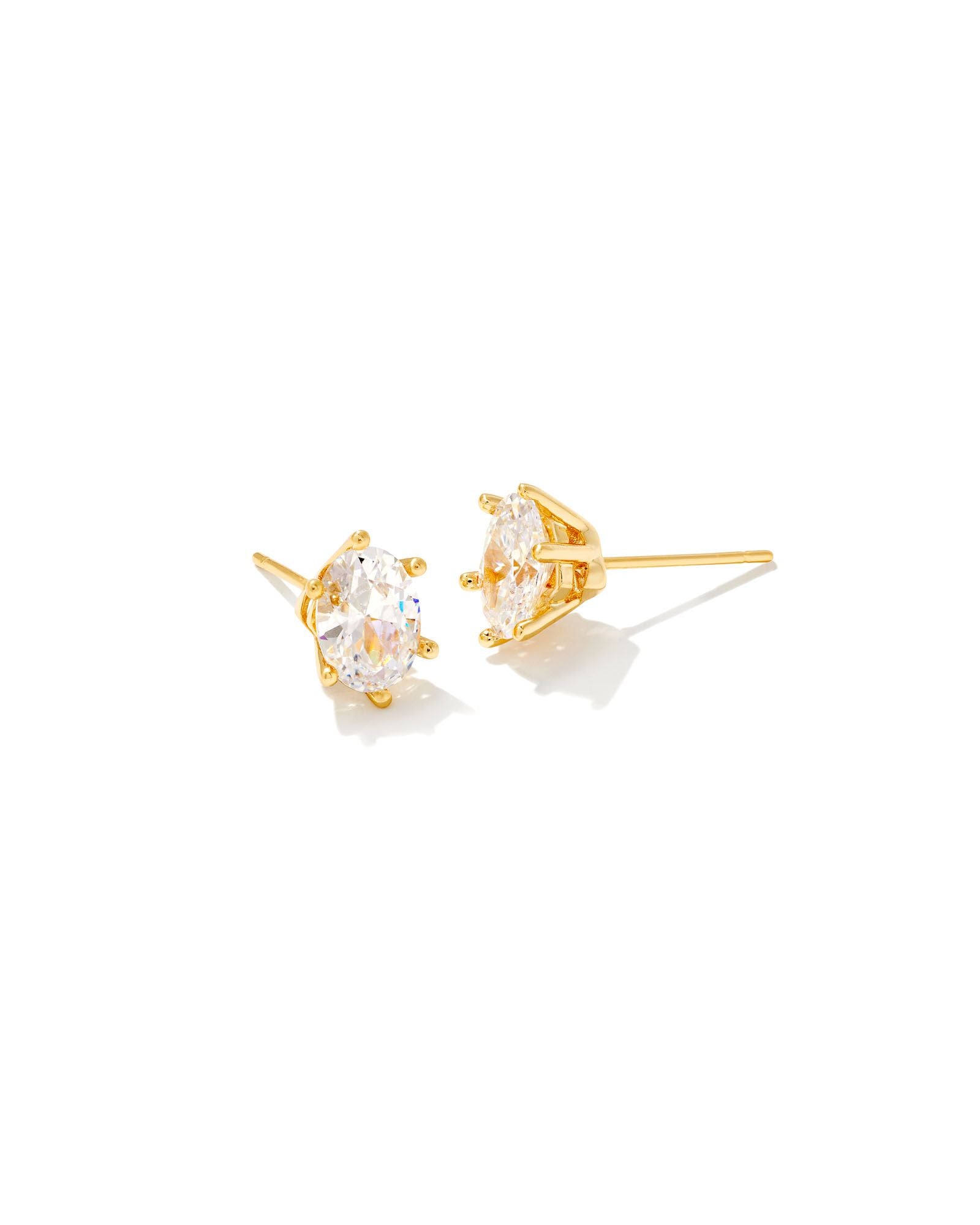 Cailin White Crystal Stud Earrings Gold or Silver