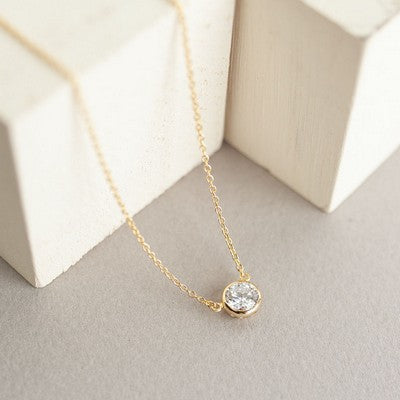 Ariana Solitaire Rhinestone Necklace in Silver or Gold