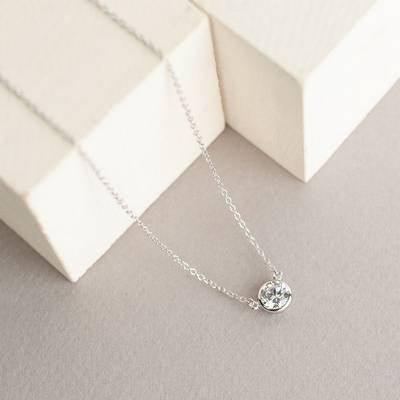 Ariana Solitaire Rhinestone Necklace in Silver or Gold