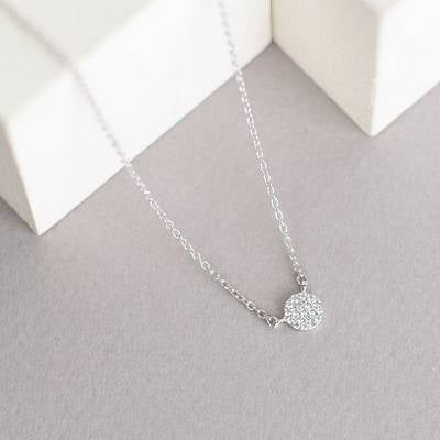 Ash Necklace w/Pave Rhinestone Pendant in Gold or Silver