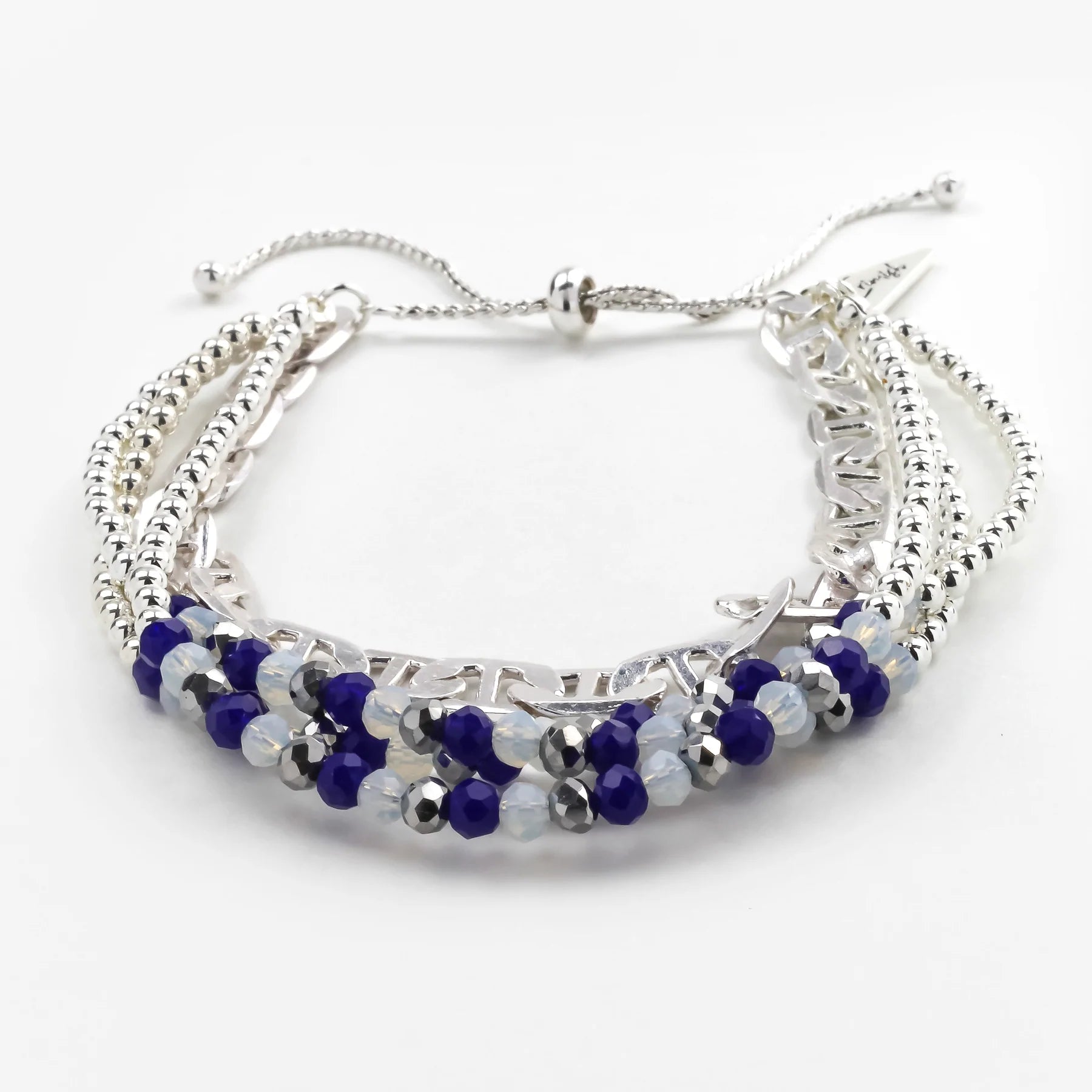 Blue/White/Silver Chain Bracelet