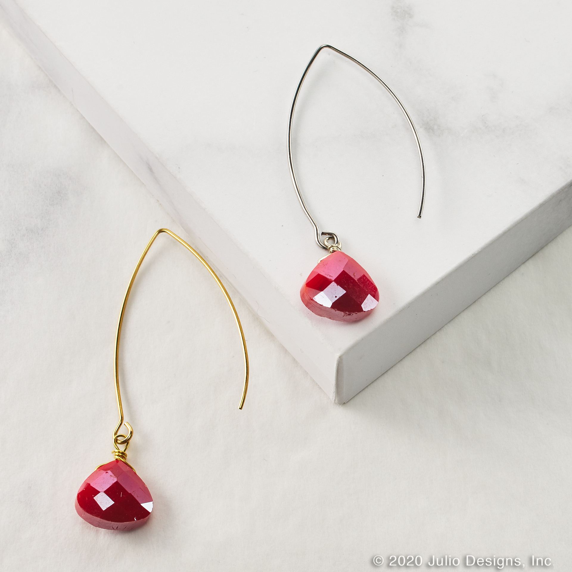 Faceted Crystal on V-Hook Earrings - More Colors