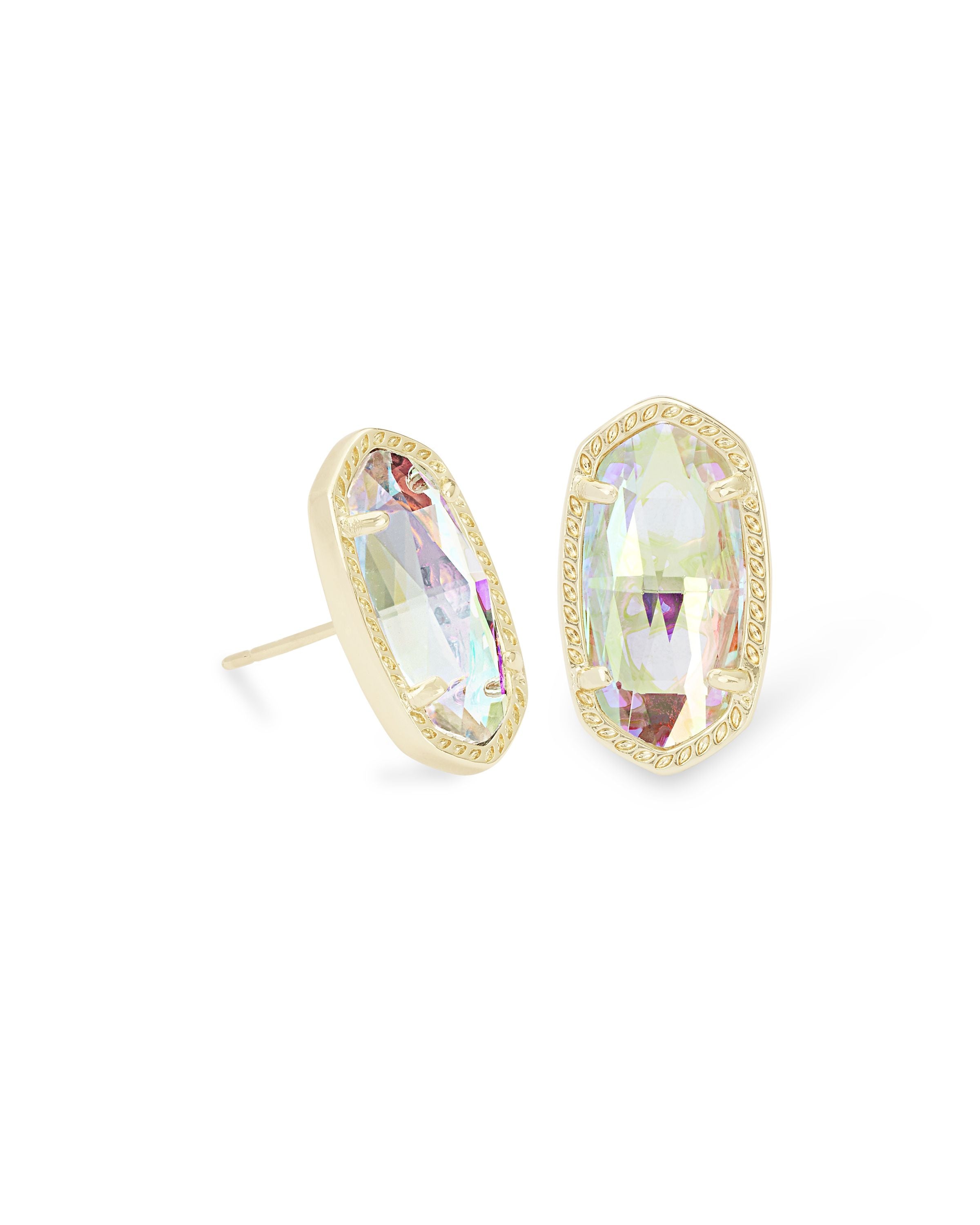 Ellie Stud Earrings Dichroic Glass Gold or Silver