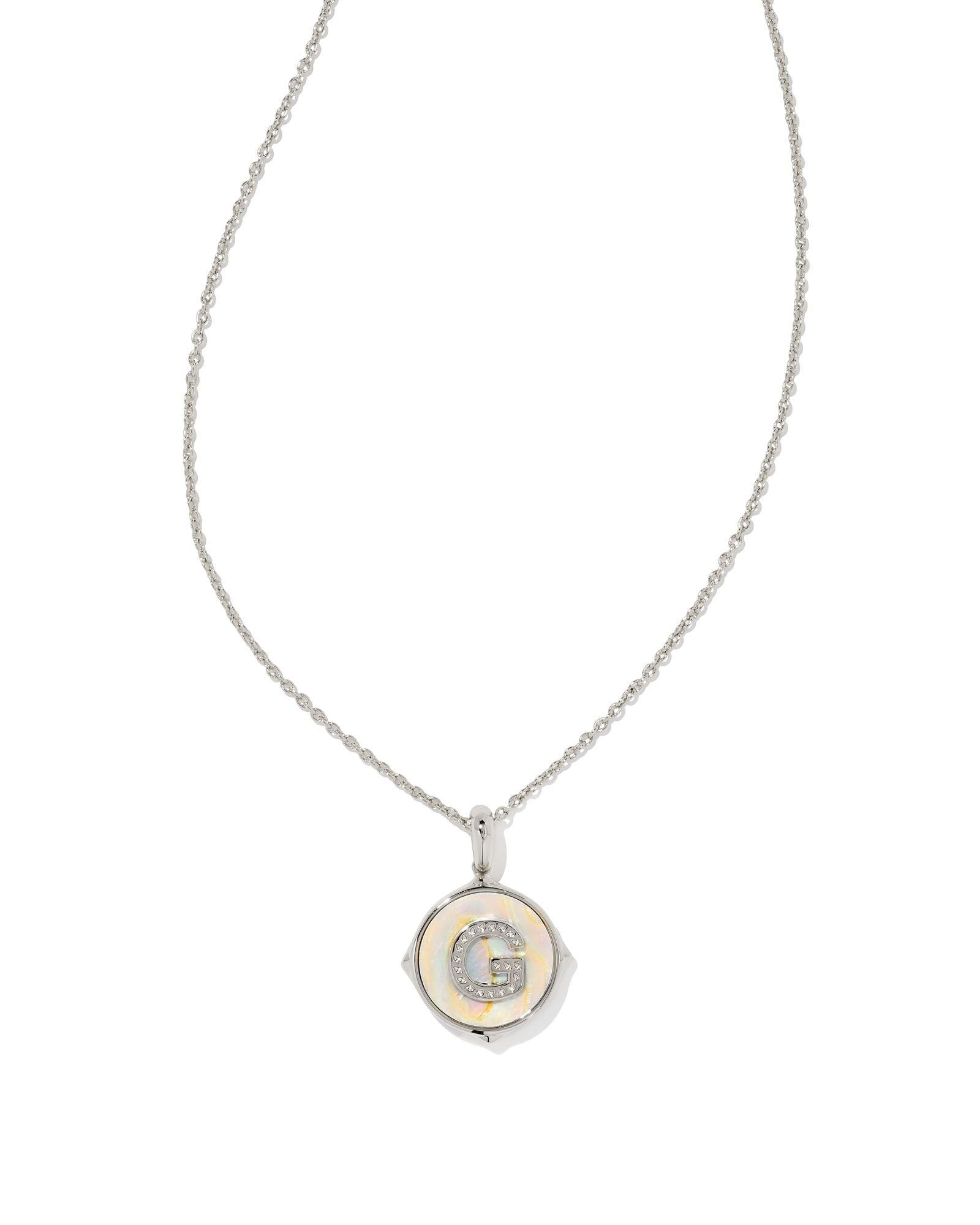 Letter G Disc Pendant Necklace Silver