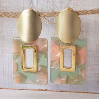 Amanda Blu Jewelry - Earrings Vivid Blu Open Square Earrings Pink/Green