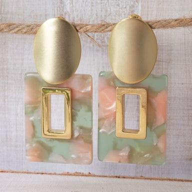 Amanda Blu Jewelry - Earrings Vivid Blu Open Square Earrings Pink/Green