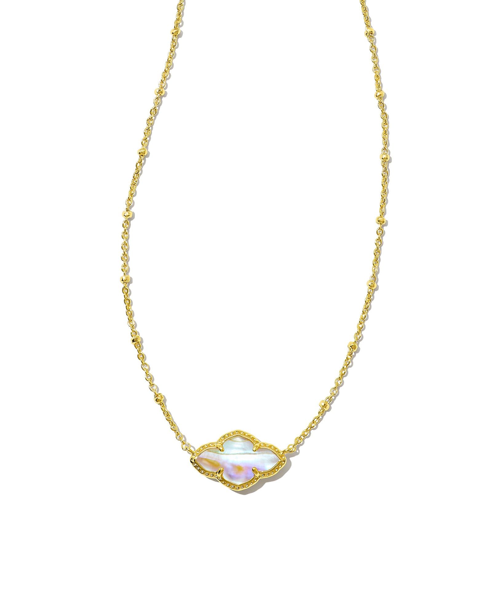 Sale Abbie Pendant Necklace Gold Iridescent Abalone