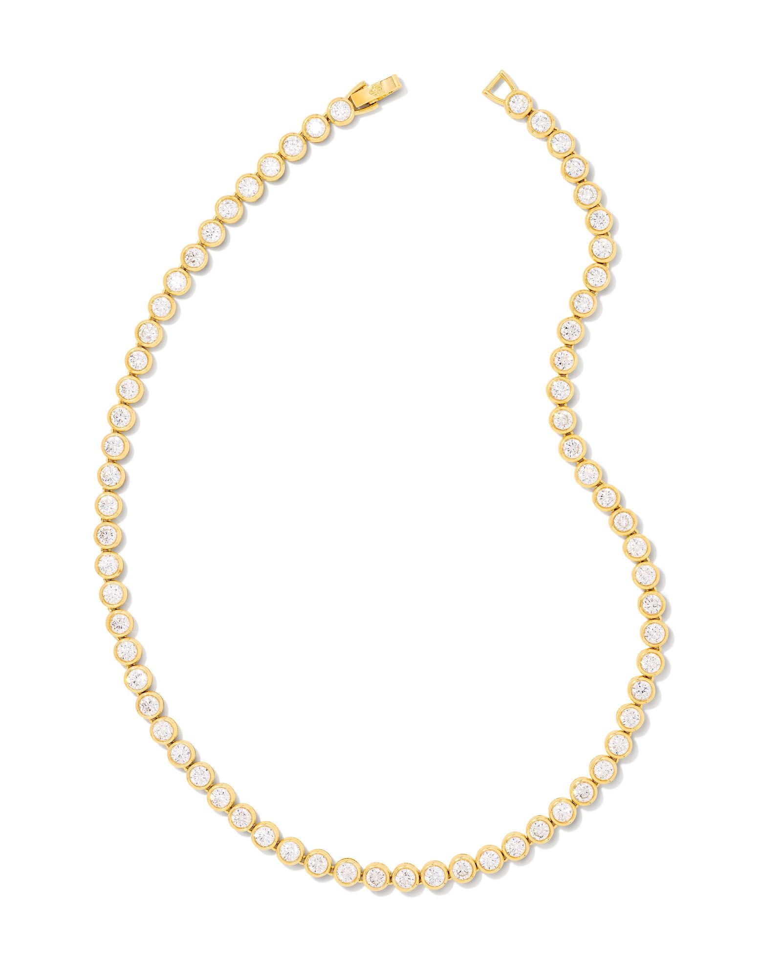 Sale Carmen Tennis Necklace Gold White Crystals