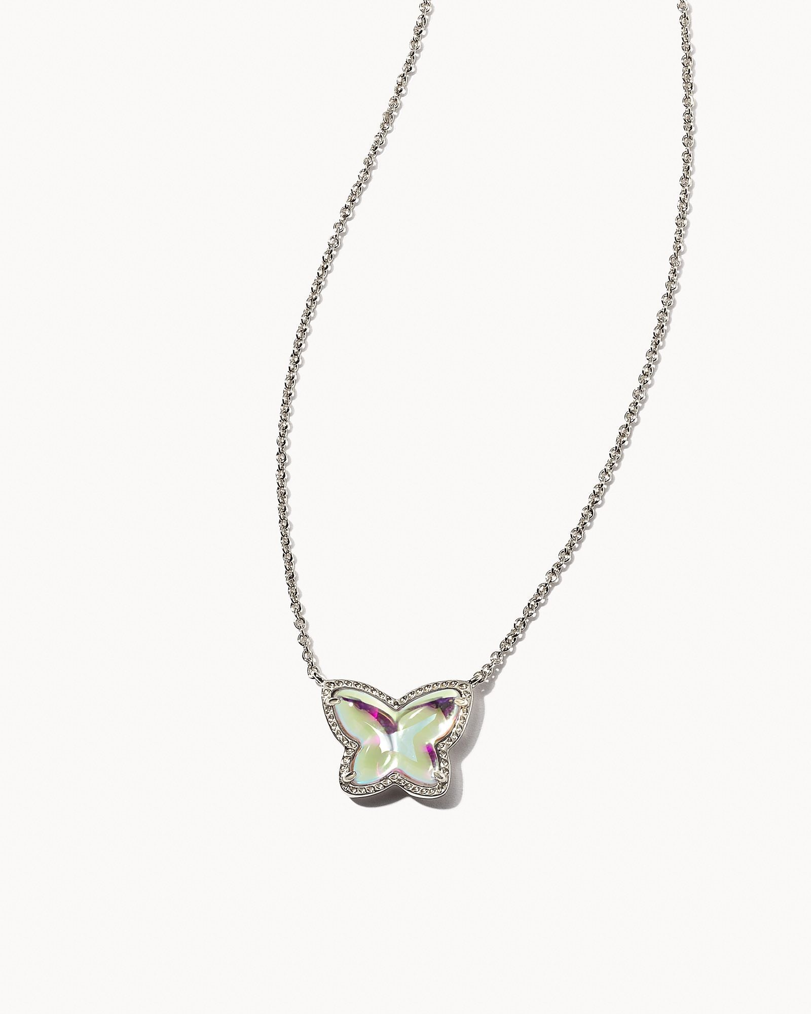 Lillia Butterfly Pendant Necklace Dichroic Glass Silver or Gold