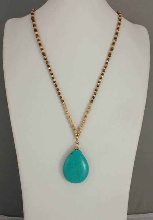 Long Turquoise Pendant Necklace