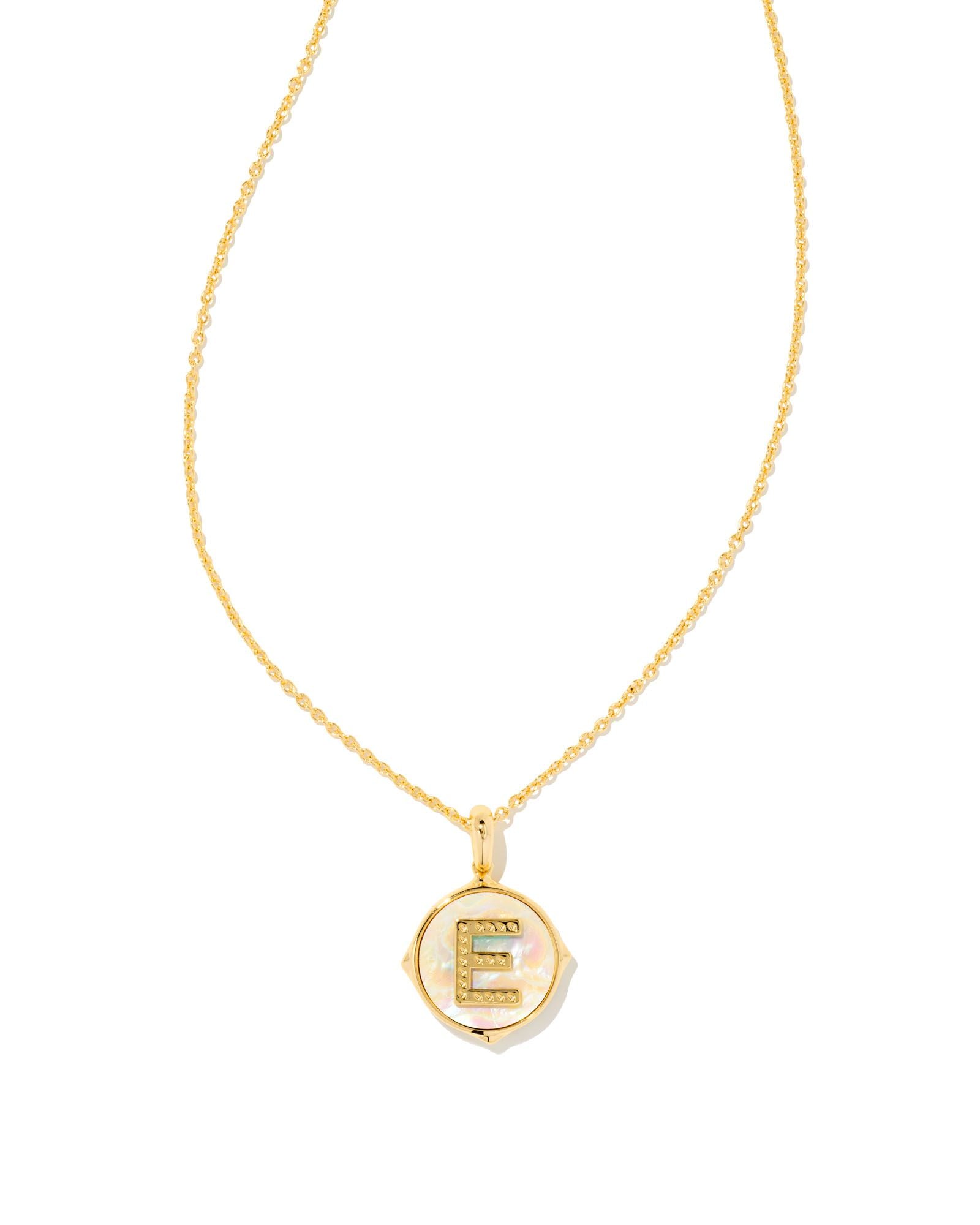 Letter E Disc Pendant Necklace