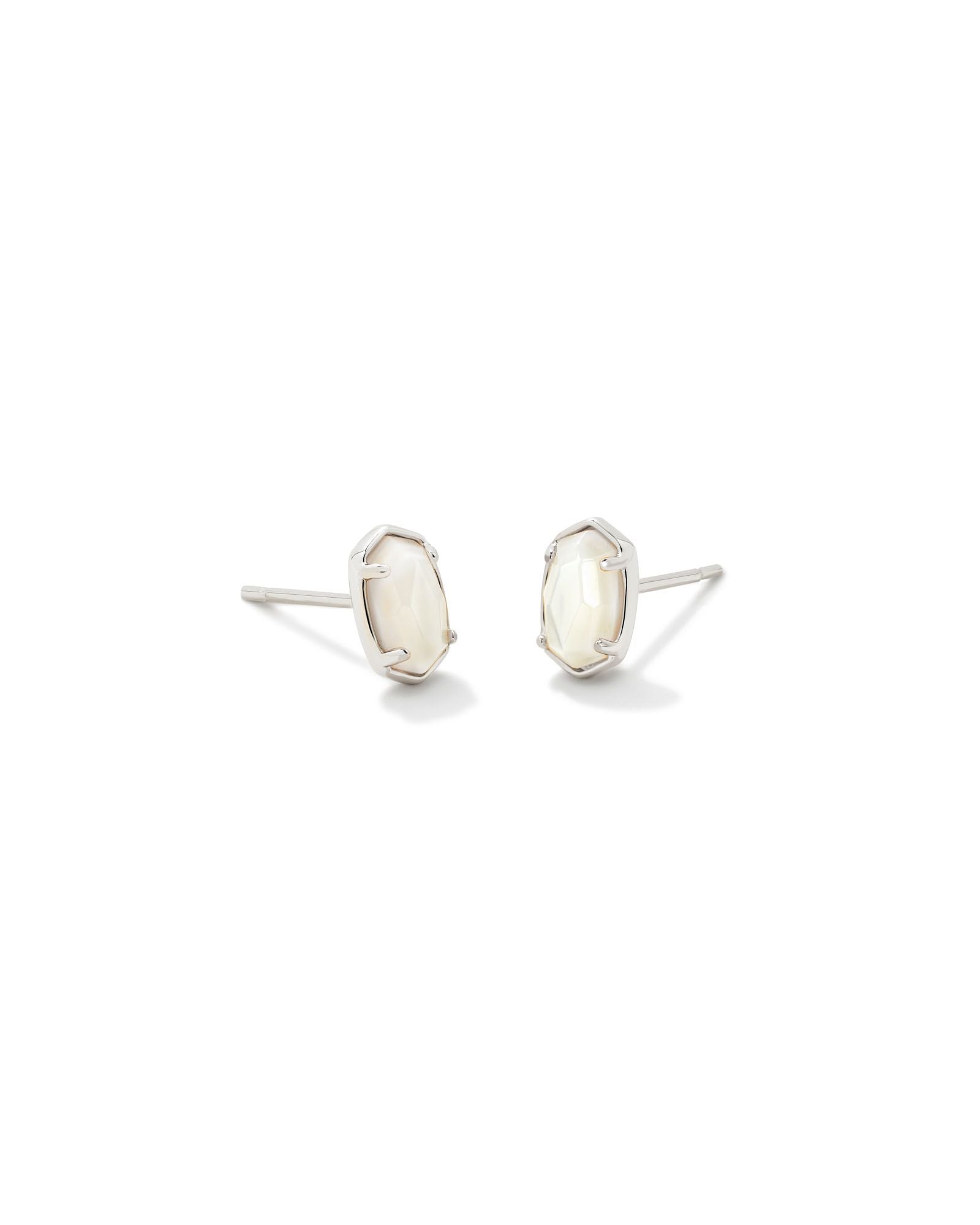 Emilie Stud Earrings in White MOP Silver