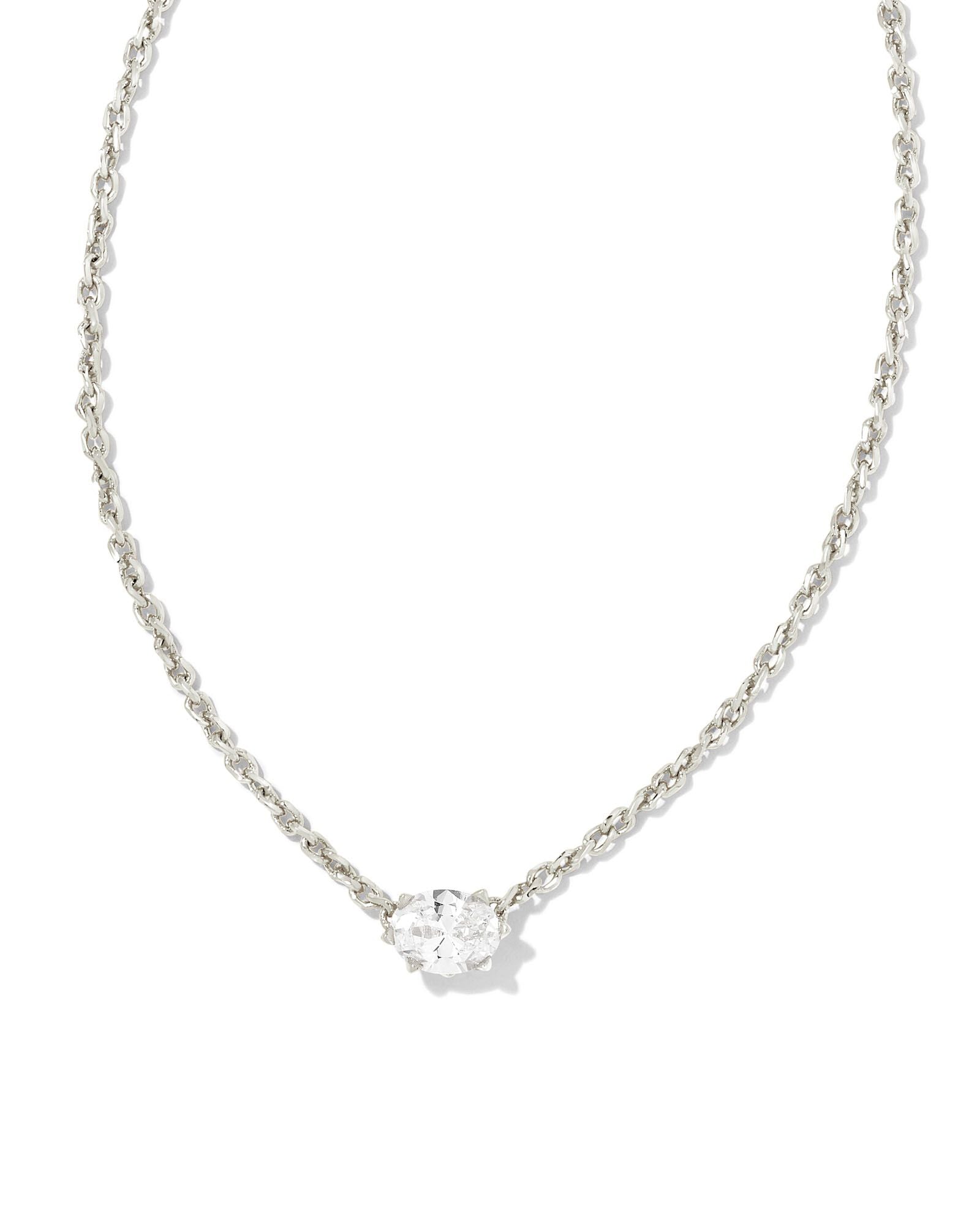 Cailin White Crystal Pendant Necklace Gold or Silver