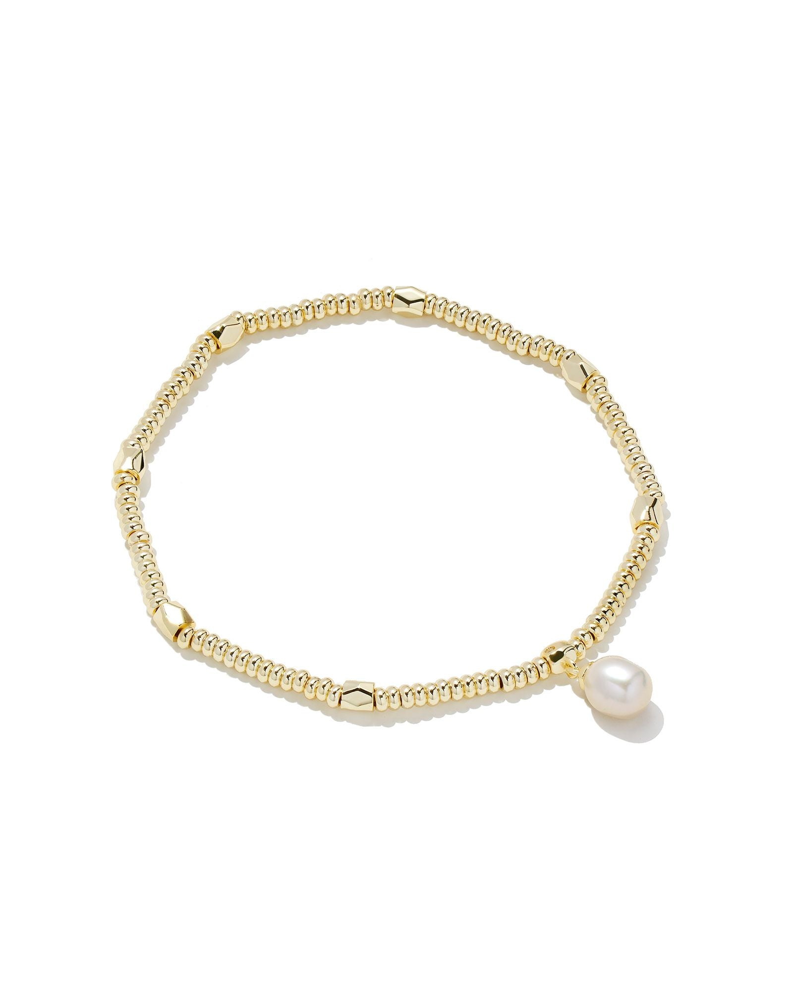 Lindsay Stretch Bracelet White Pearl Gold or Silver