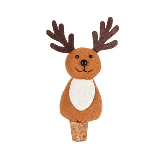 Evergreen Home - Drinkware Stemless Wine Glass with Reindeer Cork Wine Stopper Gift Set