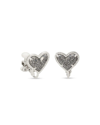 Kendra Scott Jewelry - Earrings Ari Heart Clip on Earrings Platinum Drusy