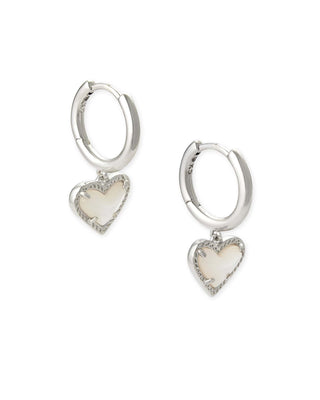 Kendra Scott Jewelry - Earrings Ivory MOP in Silver Ari Heart Huggie Earring - More Colors