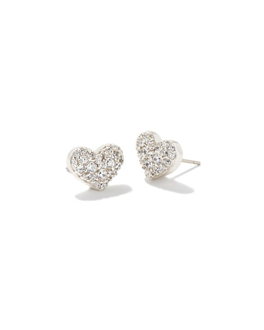 Kendra Scott Jewelry - Earrings Silver Ari Pave White Crystal Heart Earrings Gold or Silver