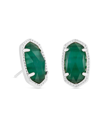 Kendra Scott Jewelry - Earrings Silver Ellie Stud Earrings Emerald Cats Eye Gold or Silver