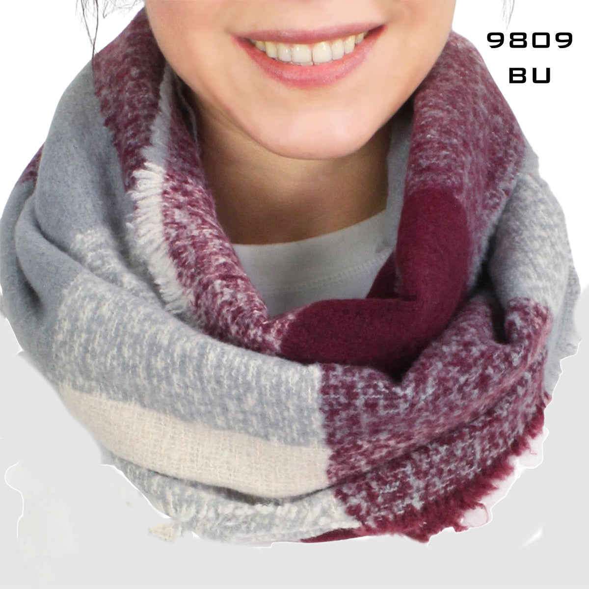 Burgundy Multi Color Woven Infinity Scarf