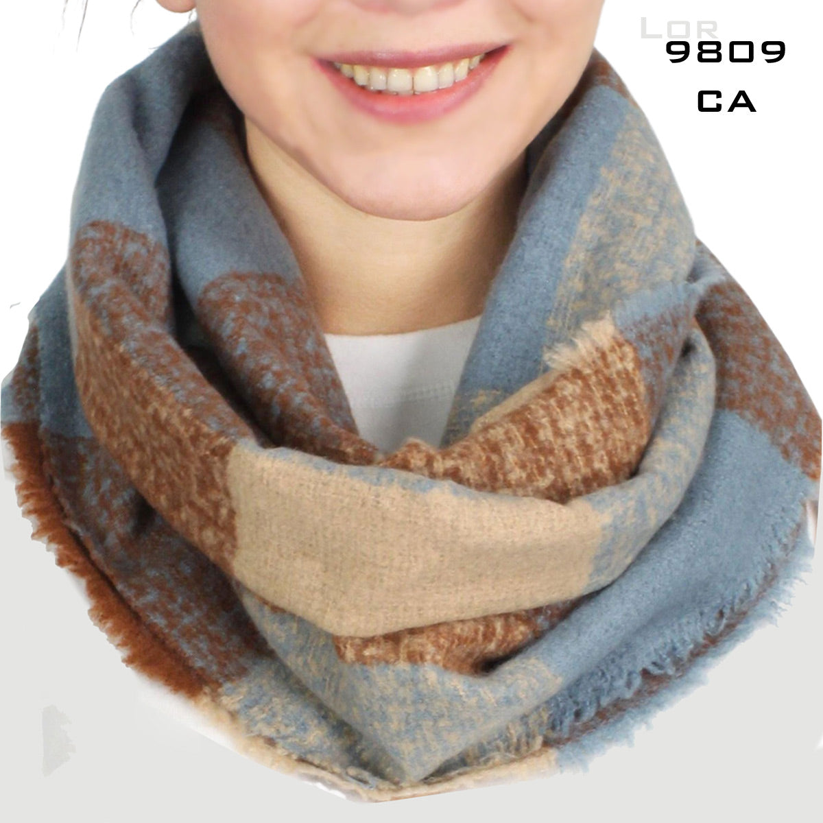 Camel Multi Color Woven Infinity Scarf