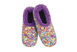 Snoozies Loungewear- Sleepwear - Slippers Small Snoozies Color Celebration Purple Circles