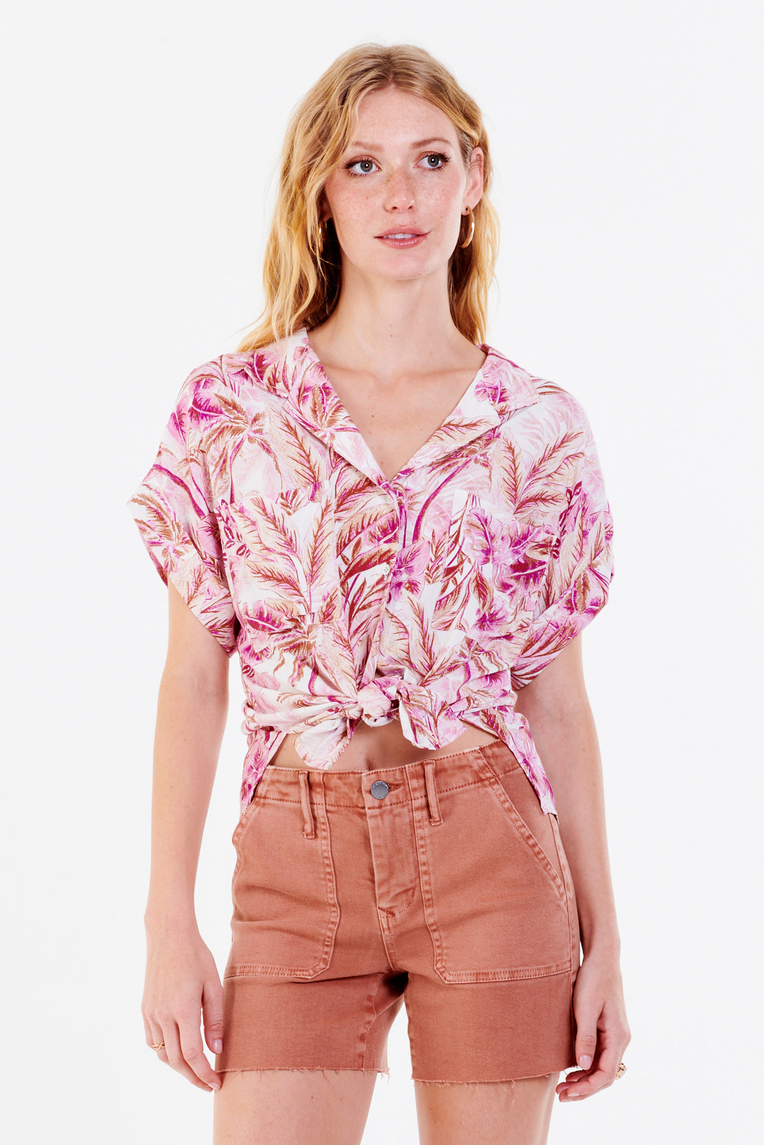 Final Sale Cali Tie Front Shirt Violet Tropic