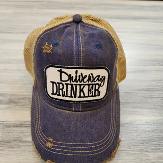 Wild Oates Accessories - Hats Washed Blue Driveway Drinker Baseball Hat